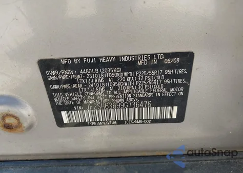 2009 Subaru Forester 2.5X z USA, uszkodzony, nr VIN JF2SH63699G736476